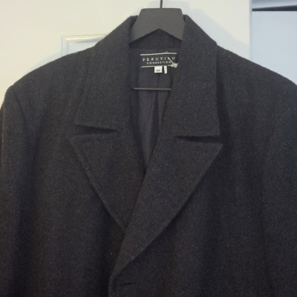Mens Peruvian Connection Charcoal Alpaca Wool  coat Large - Picture 4 of 6